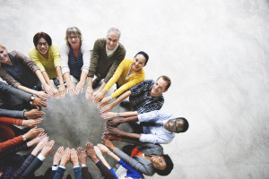 Diverse People Friendship Togetherness Connection Aerial View Concept